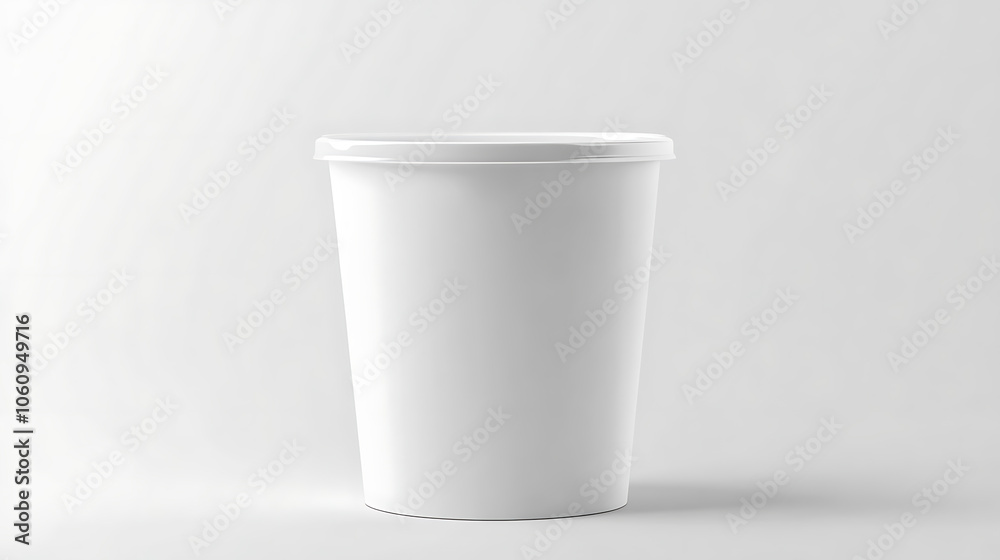 Poster white blank popcorn bucket for placing your graphics, packaging template mockup isolated on white ba