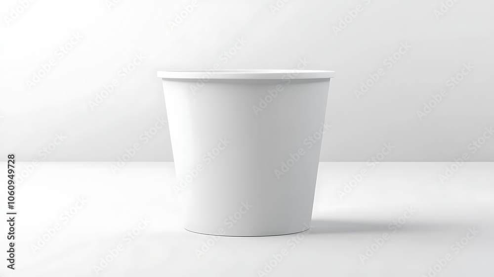 Poster white blank popcorn bucket for placing your graphics, packaging template mockup isolated on white ba