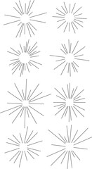 Set of burst style frames with circles and squares in the middle