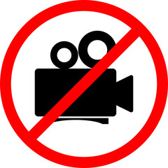 Video record not allow sign icon or no entry with camera sign