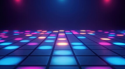 A vibrant dance floor illuminated with colorful lights, creating a lively atmosphere perfect for parties.