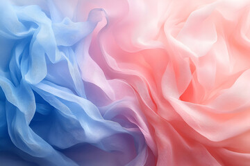 Obraz premium Soft, flowing fabric in shades of blue and pink, creating a dreamy and ethereal abstract design.