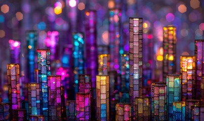 Obraz premium A colorful city made of glass blocks. AI.