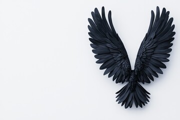 Fototapeta premium The black and white backgrounds have textured, folded dragon wings