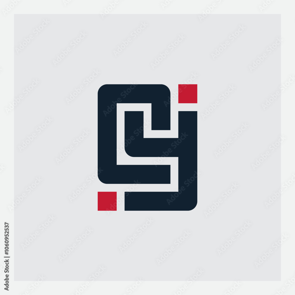 Aufkleber yc - vector design element or icon. monogram or logotype. y and c - initials or logo with red elemen