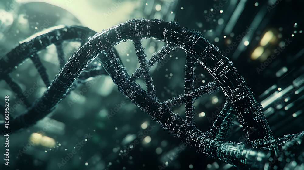 Aufkleber 3d illustration of a dna helix representing advanced technology in genetic engineering, set against 