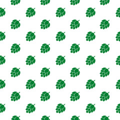 Seamless pattern of craft beer hop seed isolated on white background