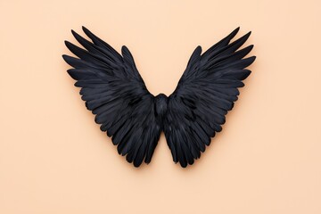 Fototapeta premium A close-up of a black bird's wing, ideal for wildlife and nature photography