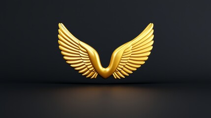 Obraz premium In ultra high definition wallpaper, golden wings catch the eye against a sleek black background