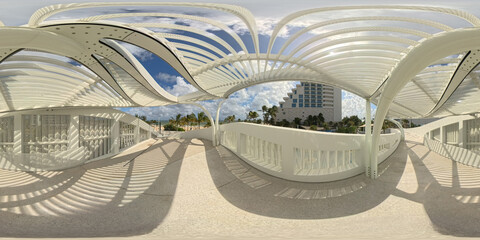 Walkway under metal, 360 equirectangular photo