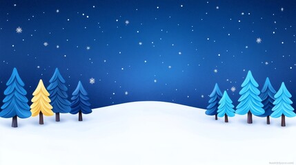 Obraz premium A starry sky over a light snowy winter night is illustrated in this Illustration.