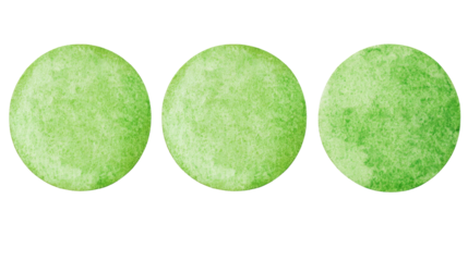 Green Watercolor Circles on a Transparent Background Generative AI