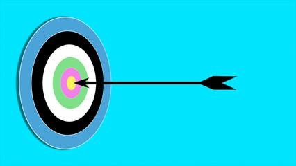 Cartoon arrows hit the bull's eye animation image.