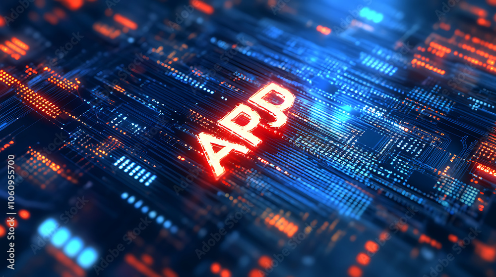 Poster A digital technology background with a focus on the acronym API, which stands for Application Programming Interface, highlighted in the center amidst abstract high, tech elements and binary code