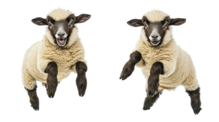 Happy Sheep Jumping Joyfully in a Playful and Carefree Manner Generative AI