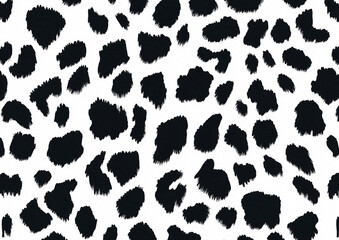 Obraz premium Leopard fur-inspired pattern featuring dense, small black spots and organic shapes scattered across a white canvas, giving a natural animal print appearance