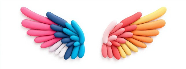 Obraz premium Colorful wings of a rainbow isolated on white