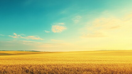 Obraz premium Golden Wheat Field Under a Bright Summer Sky