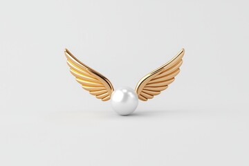 Obraz premium An illustration of six gold wings on white with a 3D effect.