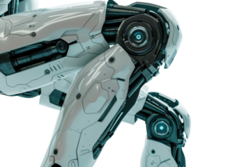 High-Tech Robot Knee Isolated on Transparent or White Background