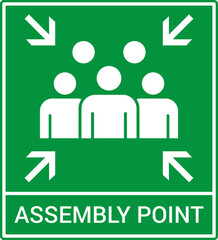 Emergency evacuation assembly point sign. Assembly point icon. Safety Signs. Evacuation Plan. Vector illustration