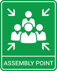 Emergency evacuation assembly point sign. Assembly point icon. Safety Signs. Evacuation Plan. Vector illustration