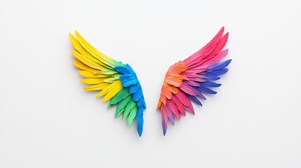 Obraz premium An illustration of a vibrant and colorful bird wing on a white background