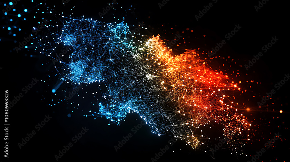 Poster abstract digital scandinavia map northern europe global network connectivity concept futuristic data