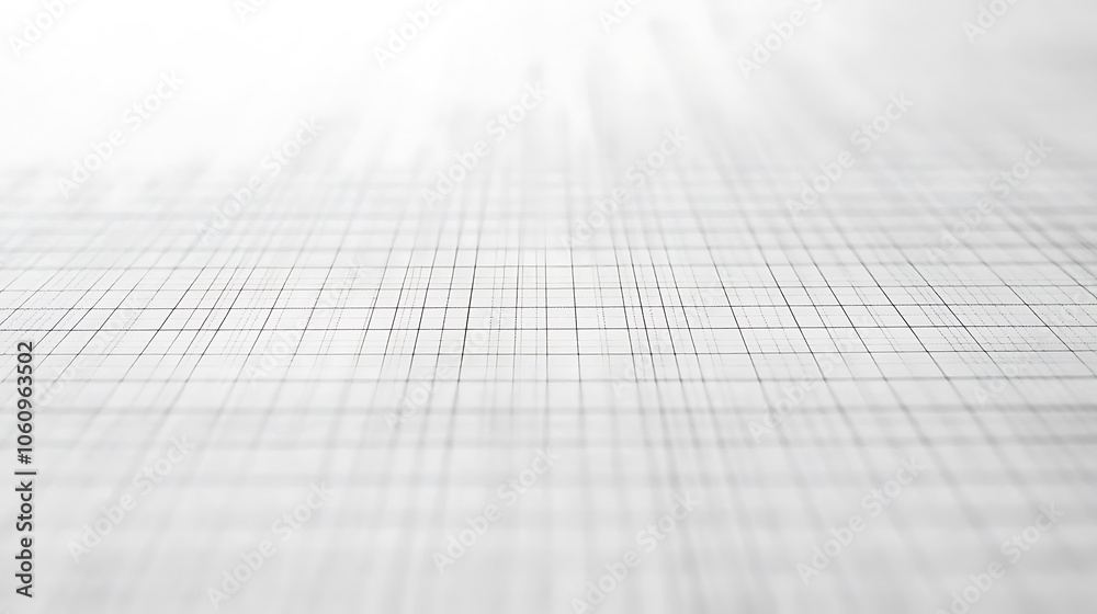 Aufkleber Blank graph paper background with a grid of fine lines on a white surface, Mathematical and engineering aesthetics