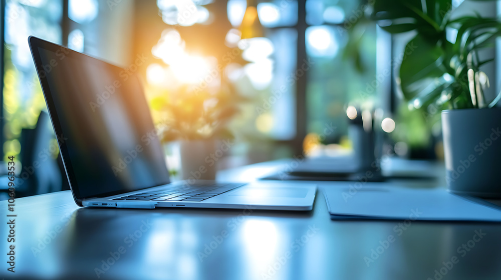 Poster Bright and pristine office environment Providing an abstract and inviting background Ideal for creating a clean and productive workspace