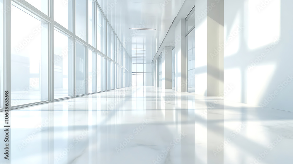 Poster Bright and pristine office environment Providing an abstract and inviting background Ideal for creating a clean and productive workspace