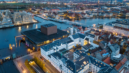 Naklejka premium Night of Copenhagen, Denmark