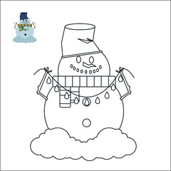 Christmas coloring book. children's educational game. logical tasks. coloring book. New Year.  Christmas tree. snowman.