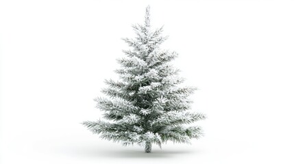 Icy Christmas tree with frost-covered branches on a white background, perfect for winter holiday themes.
