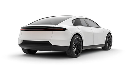 Fototapeta premium A modern car with no particular brand, seen from the back, against a white background