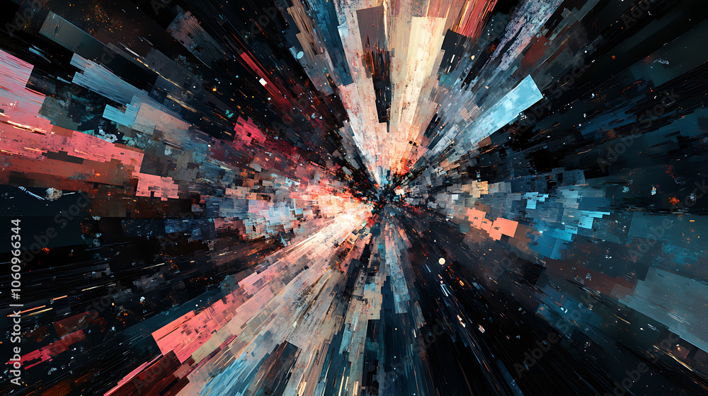 Fototapete An abstract representation of digital transformation in the corporate world, showcasing the integration of advanced technology to revolutionize business processes and drive change
