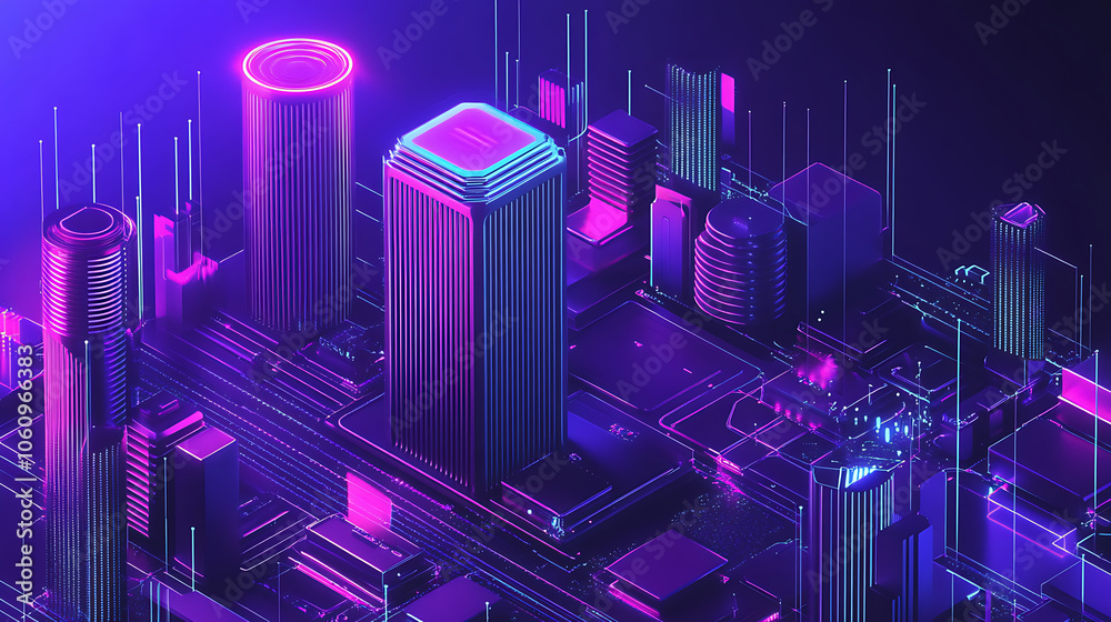 Aufkleber An abstract representation of digital transformation in the corporate world, showcasing the integration of advanced technology to revolutionize business processes and drive change