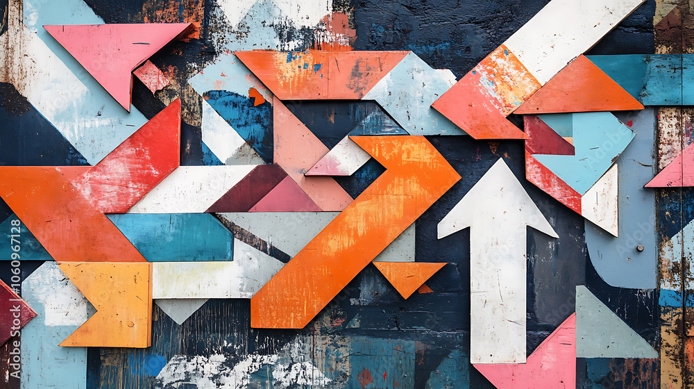 Leinwandbilder dynamic arrow collage symbolizing complex decision, making processes and multiple choices