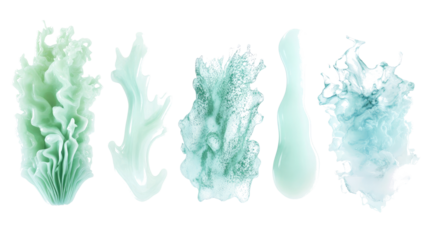 Abstract Collection of Mint Green and Seafoam Blue Shapes Generative AI
