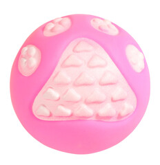 Pink ball pet dog toy with paws isolated on white background