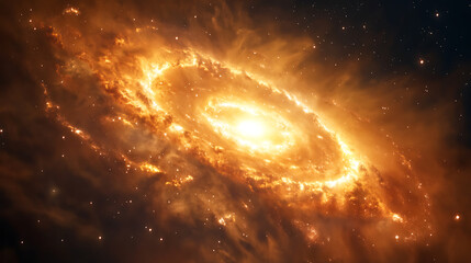 Fototapeta premium Illustration of a galaxy formation with swirling galaxies Interstellar gas clouds And bright star clusters in a vivid cosmic landscape