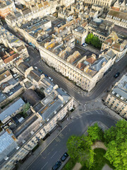 Fototapeta premium High Angle View of Historical Bath City of England United Kingdom During Mostly Cloudy Day of May 26th, 2024, Aerial Footage Was Captured with Drone's Camera During Bright Sunny Day