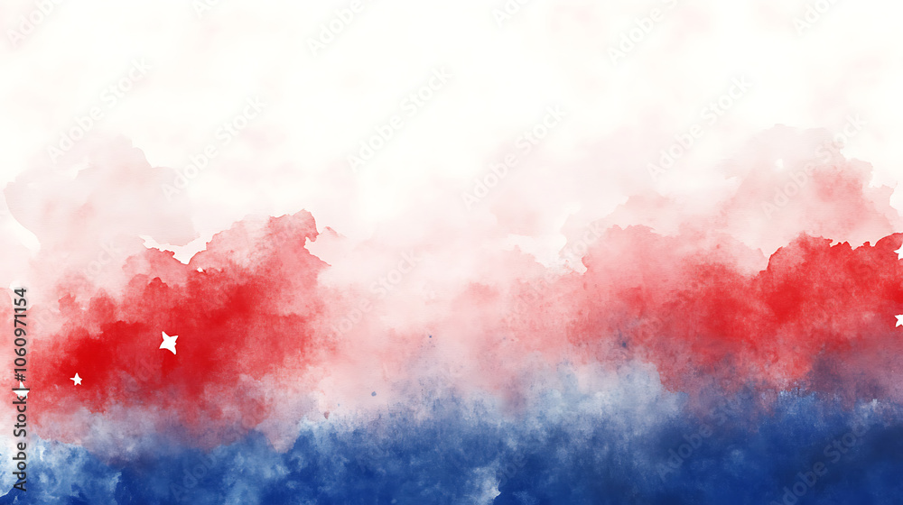 Poster Abstract red, white and blue vector background with flowing lines