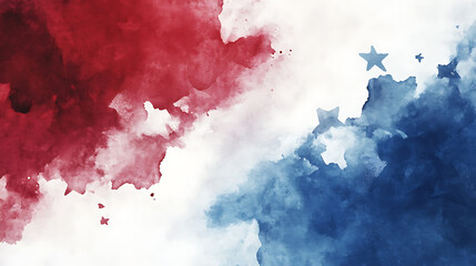Abstract red, white and blue vector background with flowing lines