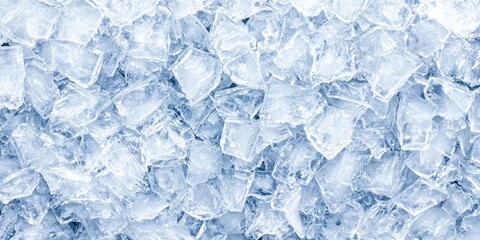 A glistening layer of ice cubes sprawls across a wintry surface, reflecting light and creating a mesmerizing pattern. This frozen tableau embodies the serenity and beauty of the cold season