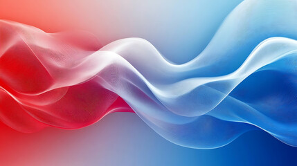 Abstract red, white and blue vector background with flowing lines