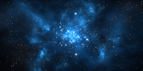 Obraz premium 3D Rendering of a Vibrant Galaxy with Blue Nebula and Stars