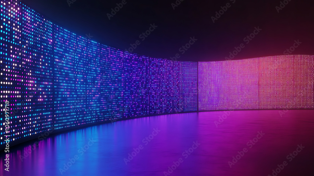 Aufkleber authentic concave led display for a wall or platform, large tv display depicted in a vector illustra