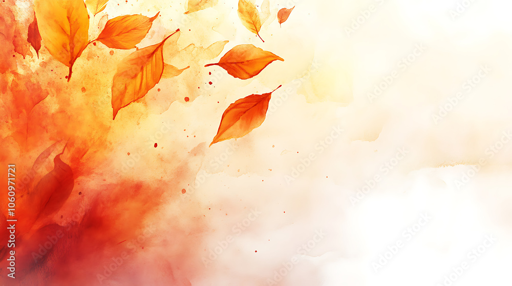 Poster autumn background with watercolor leaves and white space for text, beautiful autumn background with 