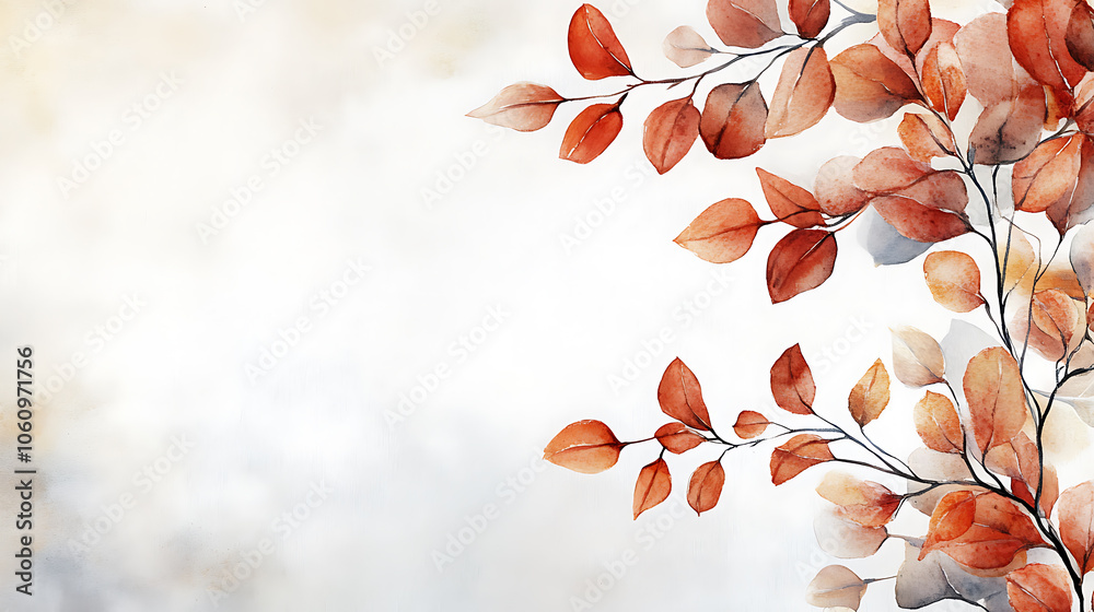 Poster autumn background with watercolor leaves and white space for text, beautiful autumn background with 